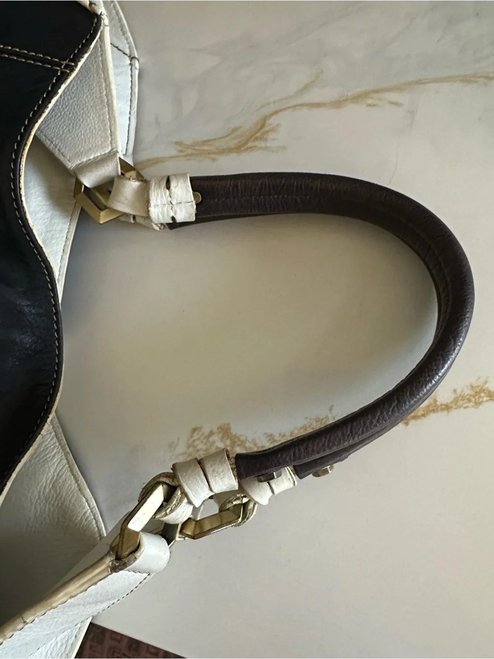ORYANY Studded Leather Hobo Shoulder Bag – Brown & Cream Boho Moto Luxe